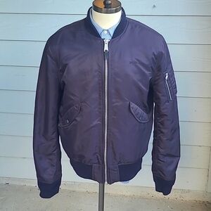 SCHOTT BROS Intermediate MA-1 Military Dark‎ Navy Blue Nylon XL Flyers Jacket